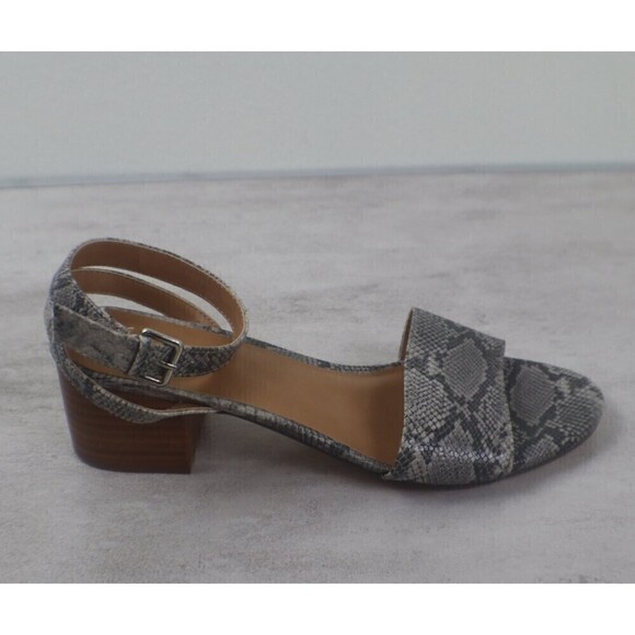 J. Crew Women Size 8 Animal Snakeskin Print Strappy Block Ankle Heel Sandal Shoe - Picture 2 of 10